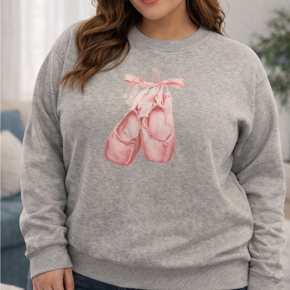 Madden Girl Light Gray Pullover with Pink Slipper Print